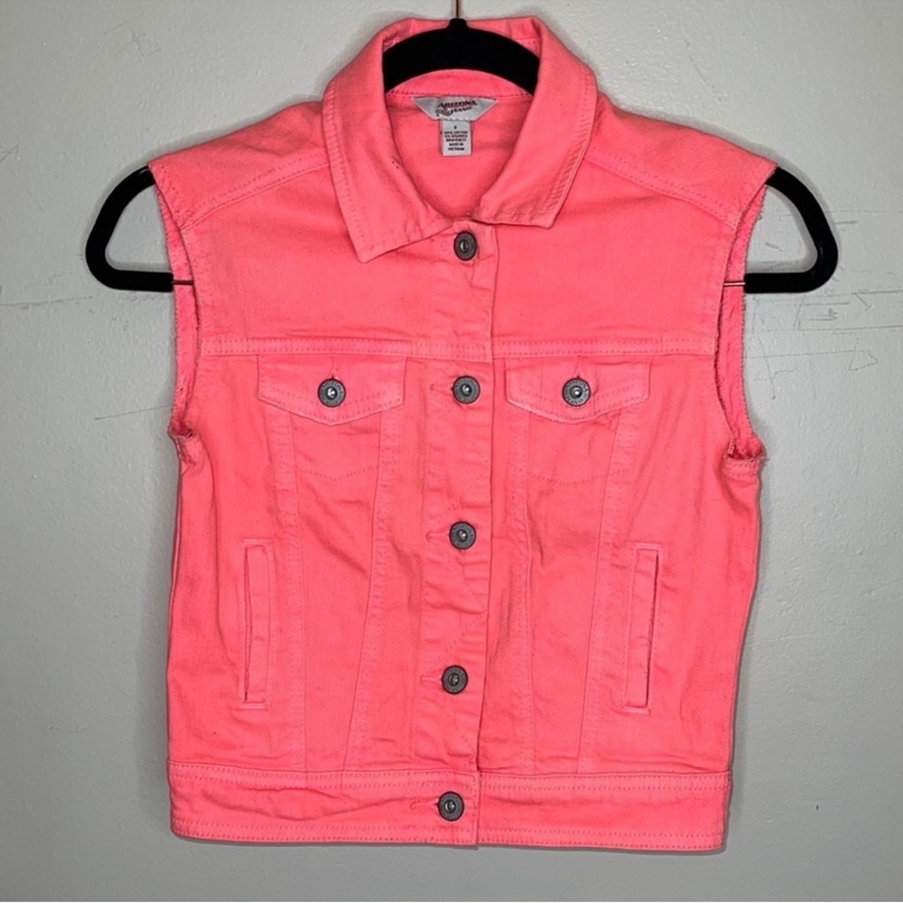 The Arizona Jean Co Neon Pink Cropped Denim Vest Girls S 7 8